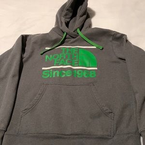 North Face GreyHoodie with Green Drawstrings Uni Size S/P measurement in photos